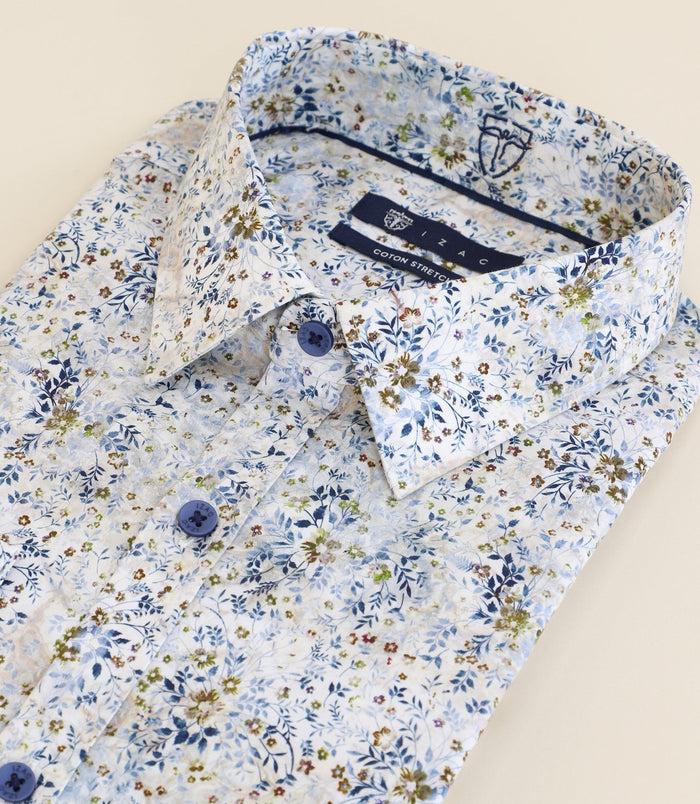 Izac Chemise Imprimée Col Français Beige