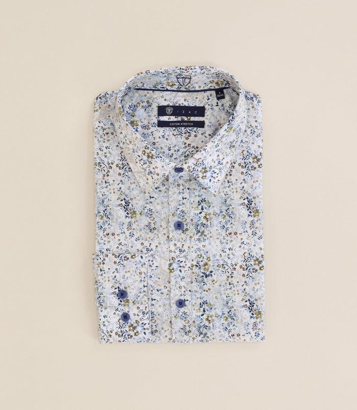 izac Chemise imprimée col français beige