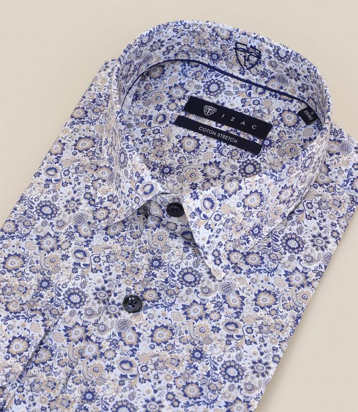 izac Chemise imprimée col français marine