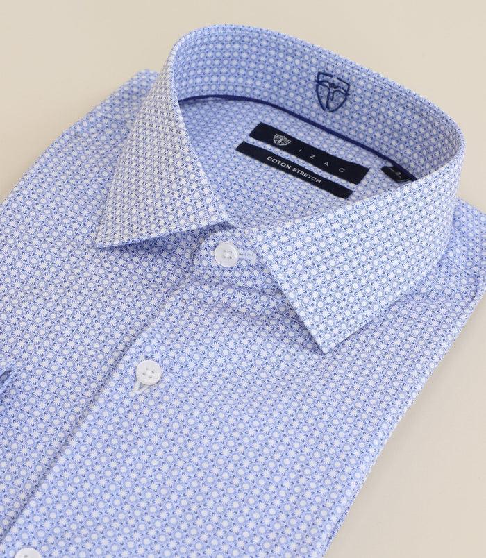 Izac Chemise Imprimée Col Semi Italien Ciel