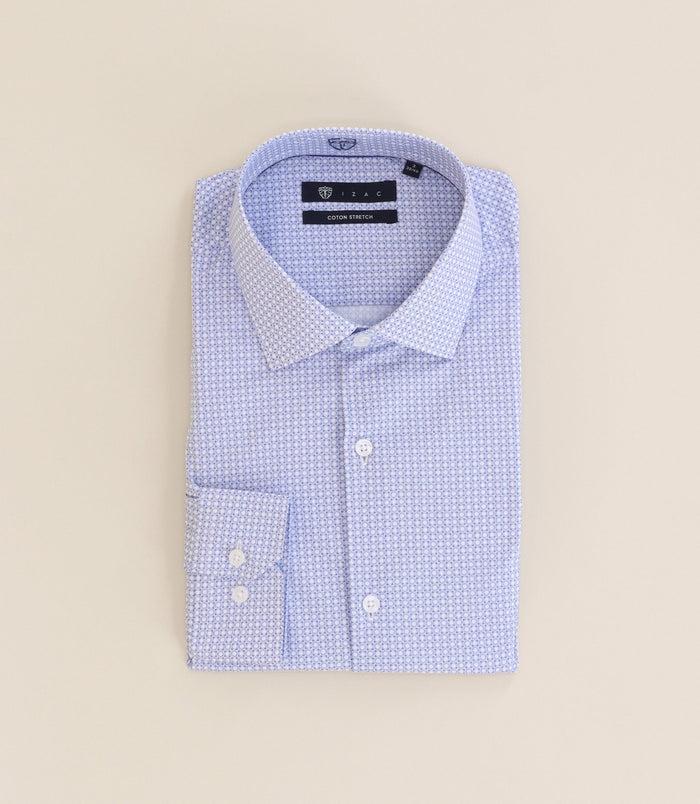 izac Chemise imprimée col semi italien ciel