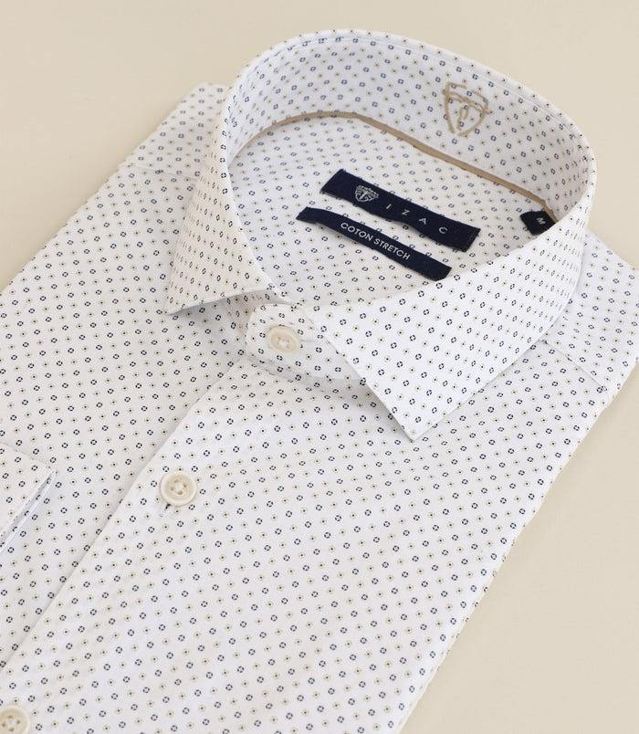Izac Chemise Imprimée Col Semi-italien écrue