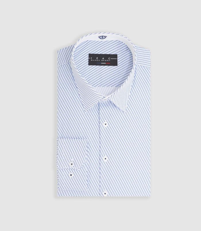 izac Chemise imprimée de micro motifs bleu "Mathis"
