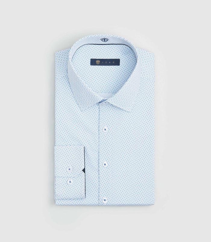Izac Chemise Imprimée En Coton Bleu Ciel "Saxo"