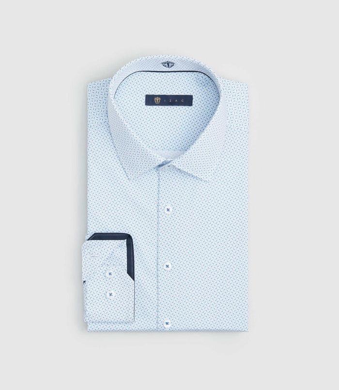 izac Chemise imprimée en coton bleu ciel "Saxo"