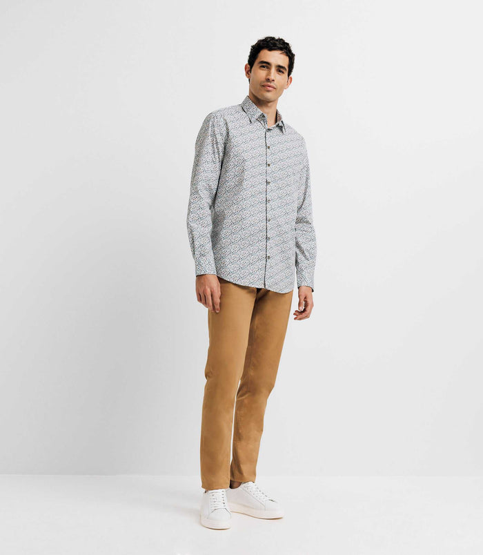 Izac Chemise Imprimée Floral Blanc Et Bleu