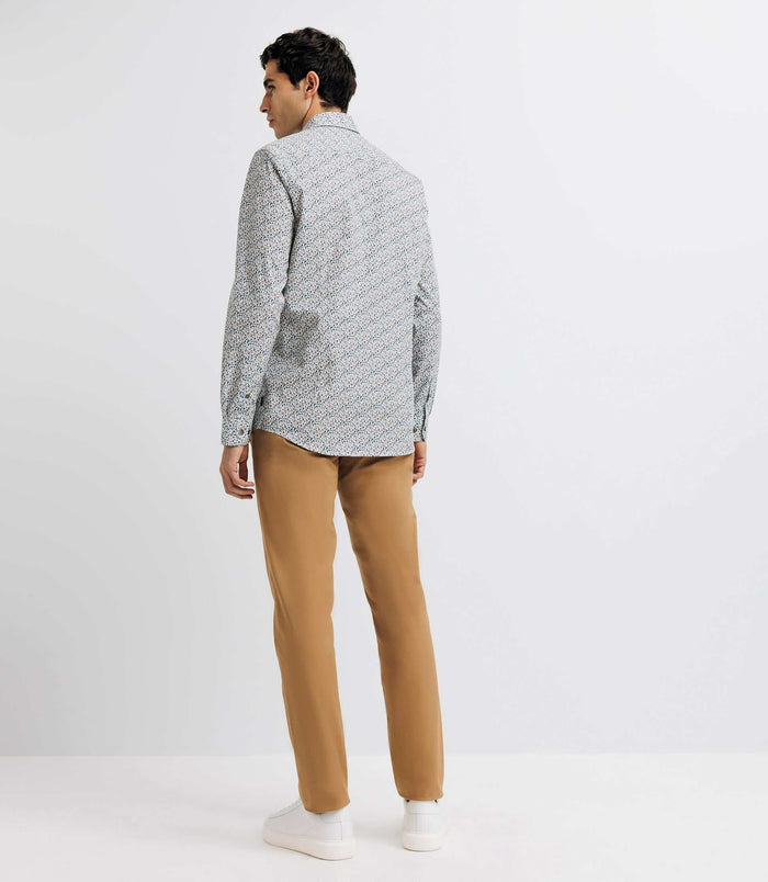 Izac Chemise Imprimée Floral Blanc Et Bleu