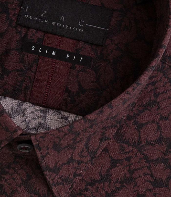 Izac Chemise Imprimée Floral Bordeaux "Balthazar"