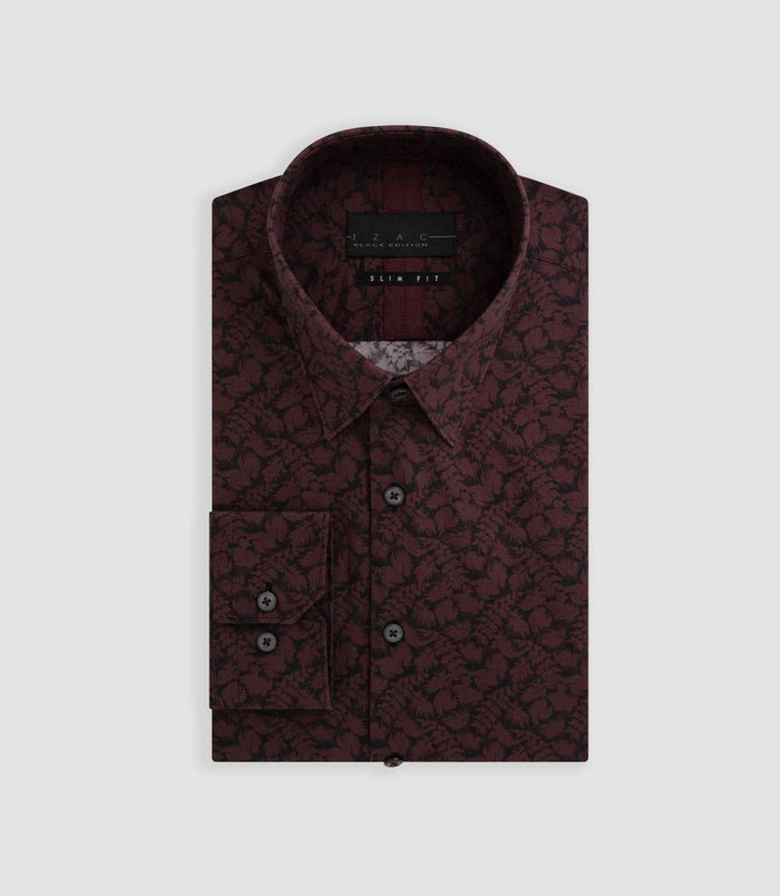 Izac Chemise Imprimée Floral Bordeaux "Balthazar"