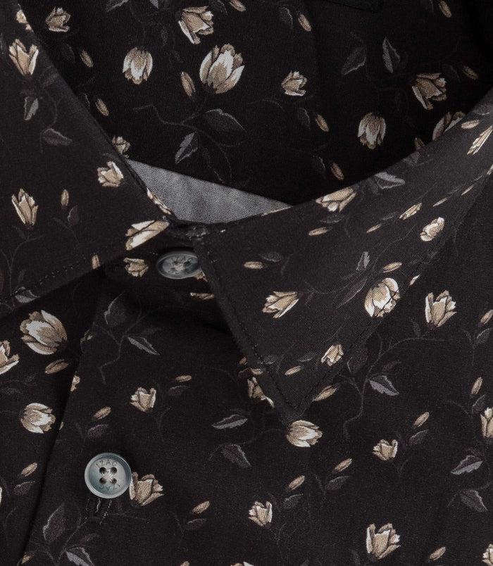 Izac Chemise Imprimée Floral Noire "Brayton"