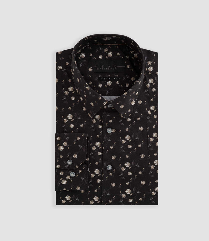 Izac Chemise Imprimée Floral Noire "Brayton"