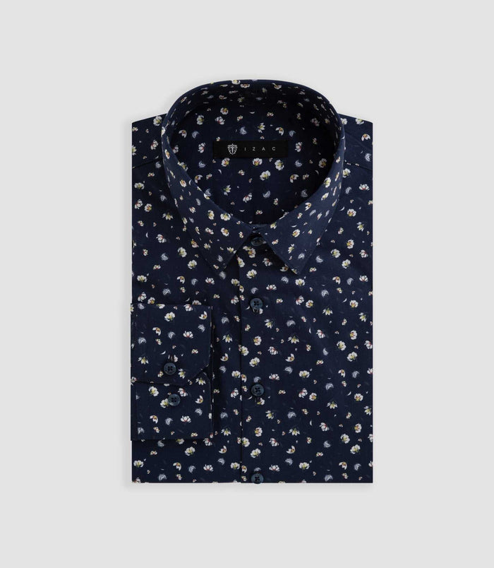 izac Chemise imprimée florale marine "Bradley"