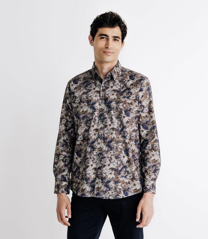 Izac Chemise Imprimée Grise