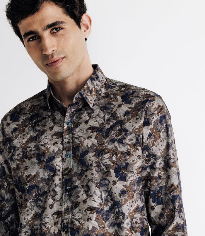 Izac Chemise Imprimée Grise