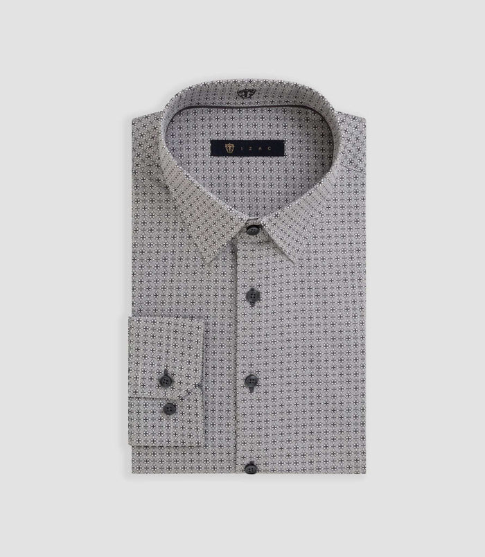 izac Chemise imprimée grise "Brunel"