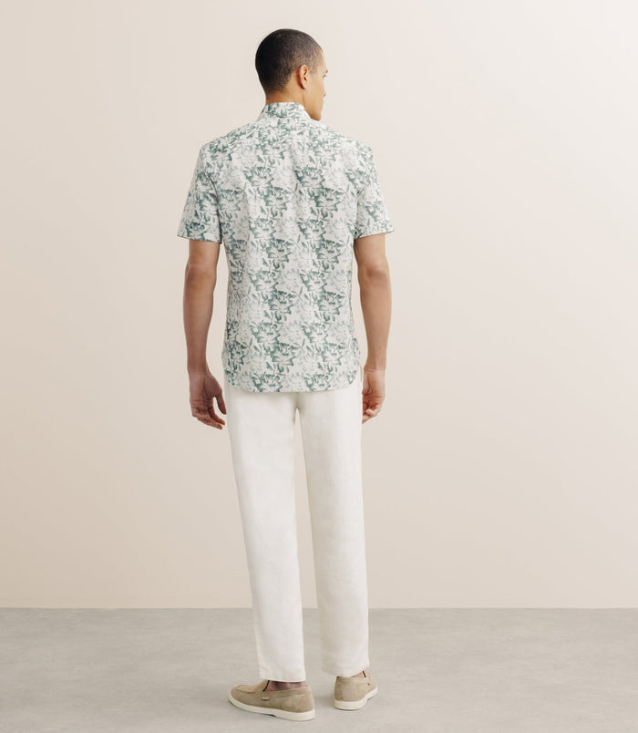 Izac Chemise Imprimée Manches Courtes Verte