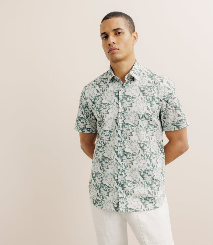 izac Chemise imprimée manches courtes verte