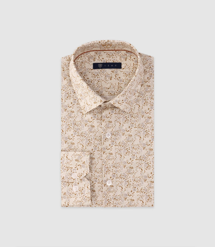 izac Chemise imprimée manches longues beige
