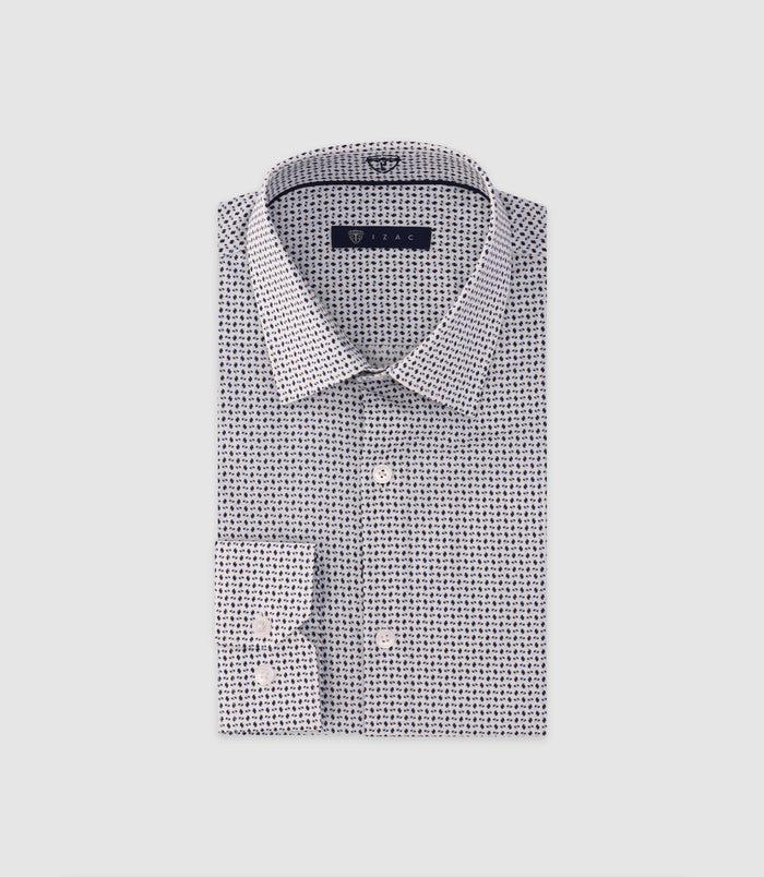 izac Chemise imprimée manches longues blanche