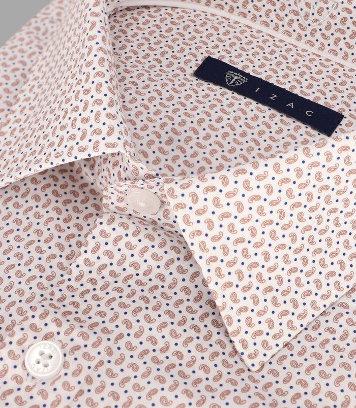 Izac Chemise Imprimée Manches Longues Camel