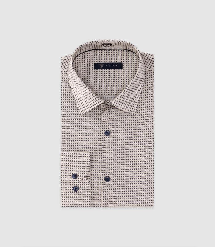 izac Chemise imprimée manches longues écrue