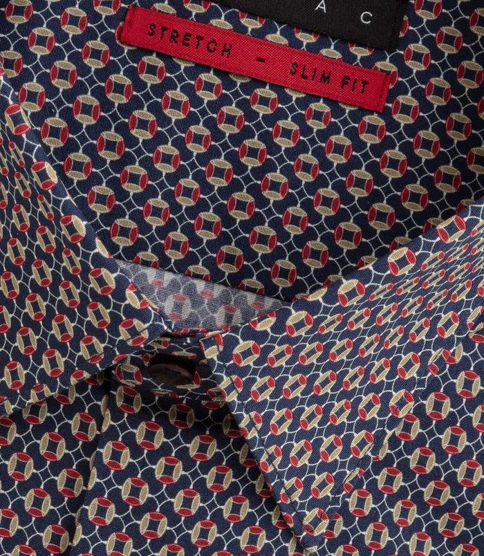 Izac Chemise Imprimée Marine "Bastien"