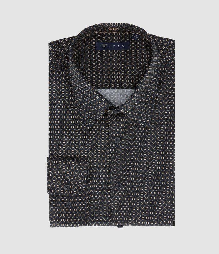izac Chemise imprimée marine camel PAULBT
