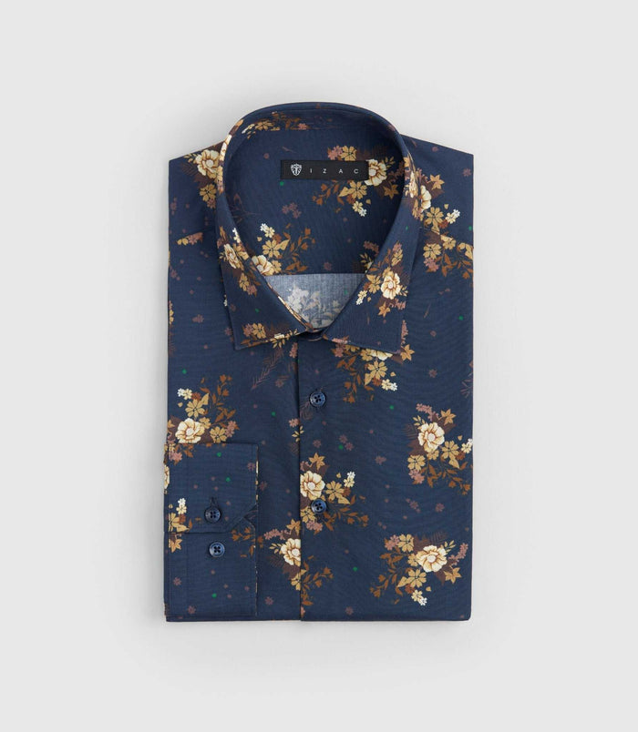 izac Chemise imprimée marine "Solaire"