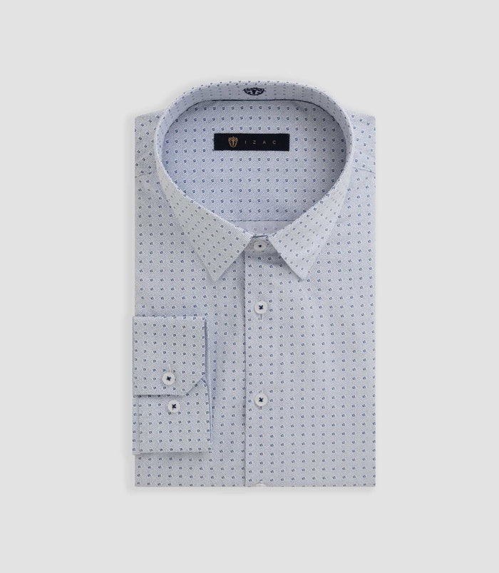 izac Chemise imprimée micro motif bleu "Brook"