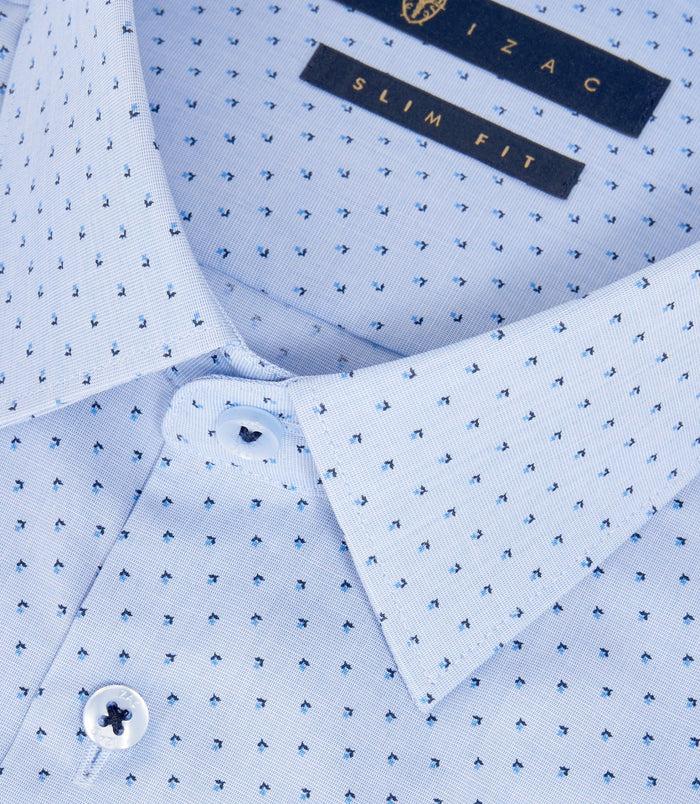 Izac Chemise Imprimée Micro Motif Bleu Ciel "Micki"