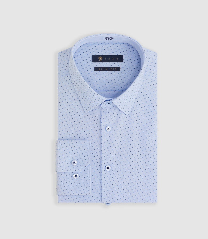Izac Chemise Imprimée Micro Motif Bleu Ciel "Micki"
