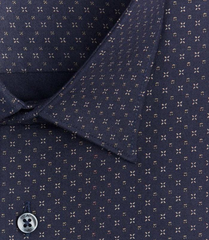 Izac Chemise Imprimée Micro Motif Marine "Serrure"