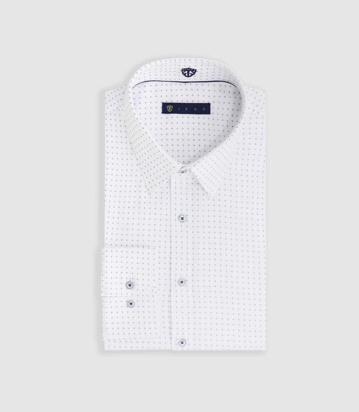 izac Chemise imprimée micro motifs blanc "Mathew"