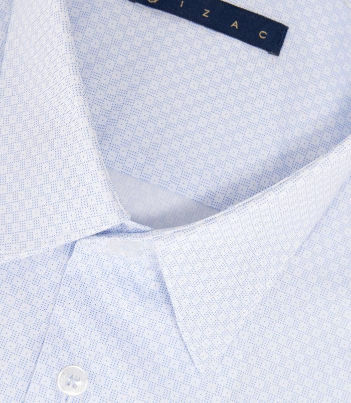 Izac Chemise Imprimée Micro Motifs Bleu Ciel "Massy"