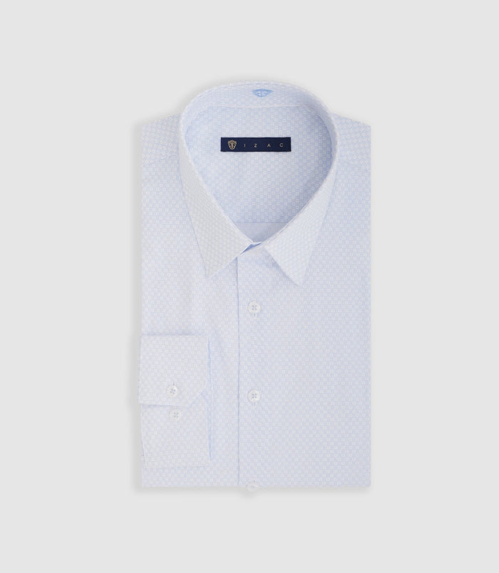 Izac Chemise Imprimée Micro Motifs Bleu Ciel "Massy"