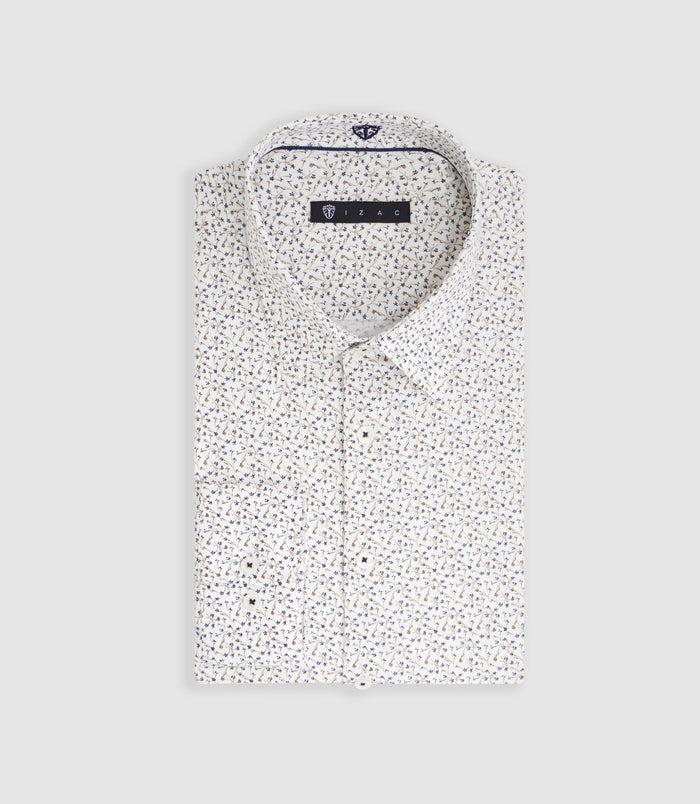 Izac Chemise Imprimée Micro Motifs Camel "Marcus"