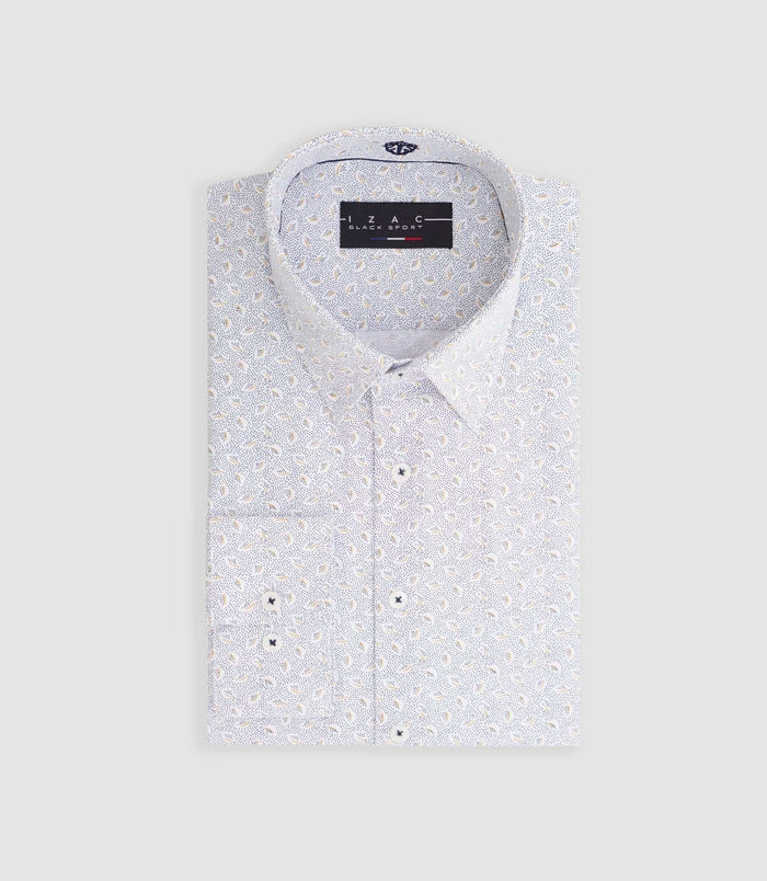 Izac Chemise Imprimée Micro Motifs Jaune "Maturin"