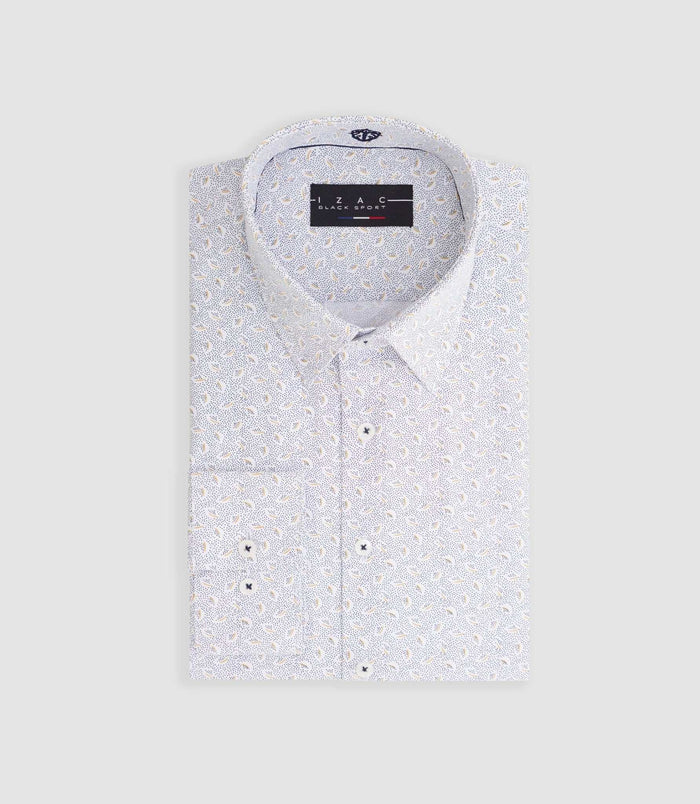 izac Chemise imprimée micro motifs jaune "Maturin"