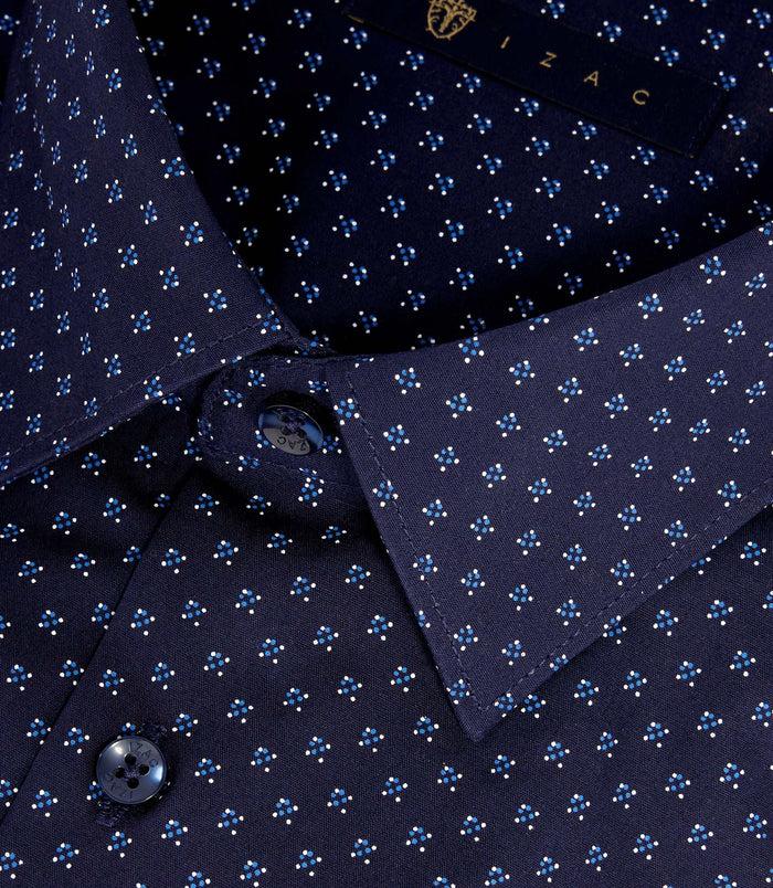 Izac Chemise Imprimée Micro Motifs Marine "Mike"
