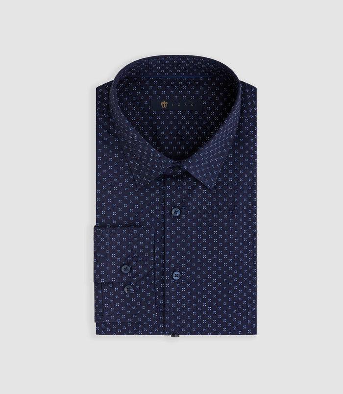 Izac Chemise Imprimée Micro Motifs Marine "Mike"