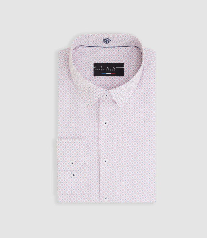 izac Chemise imprimée micro motifs rouge "Malo"