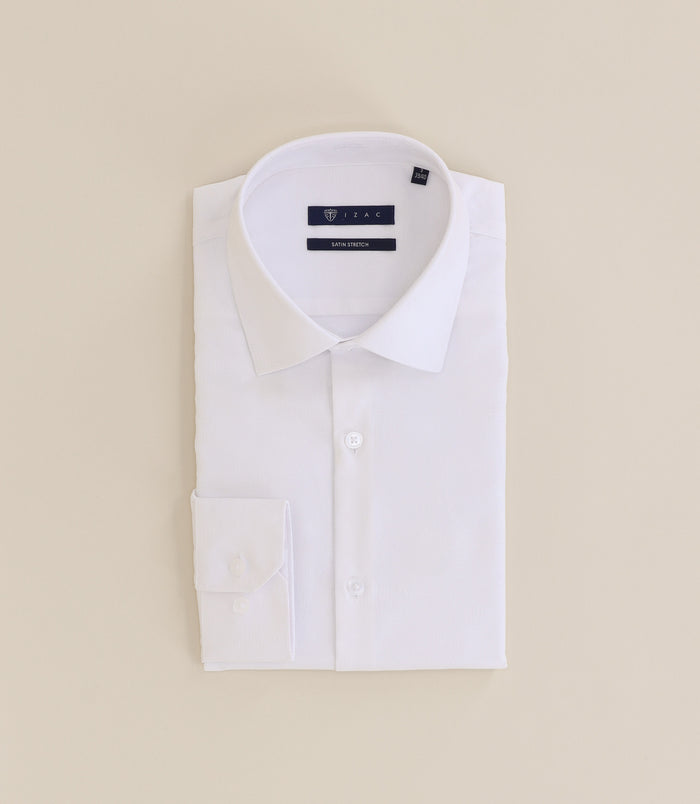izac Chemise infroissable col italien blanche