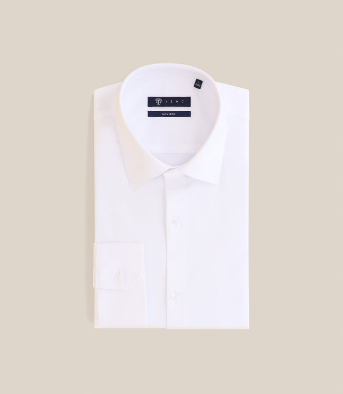 izac Chemise infroissable col italien blanche