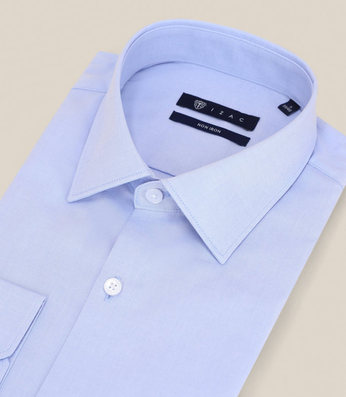 Izac Chemise Infroissable Col Italien Bleue