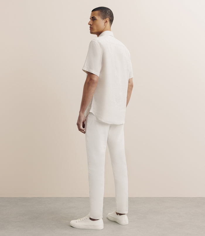 Izac Chemise Manches Courtes 100% Lin Beige