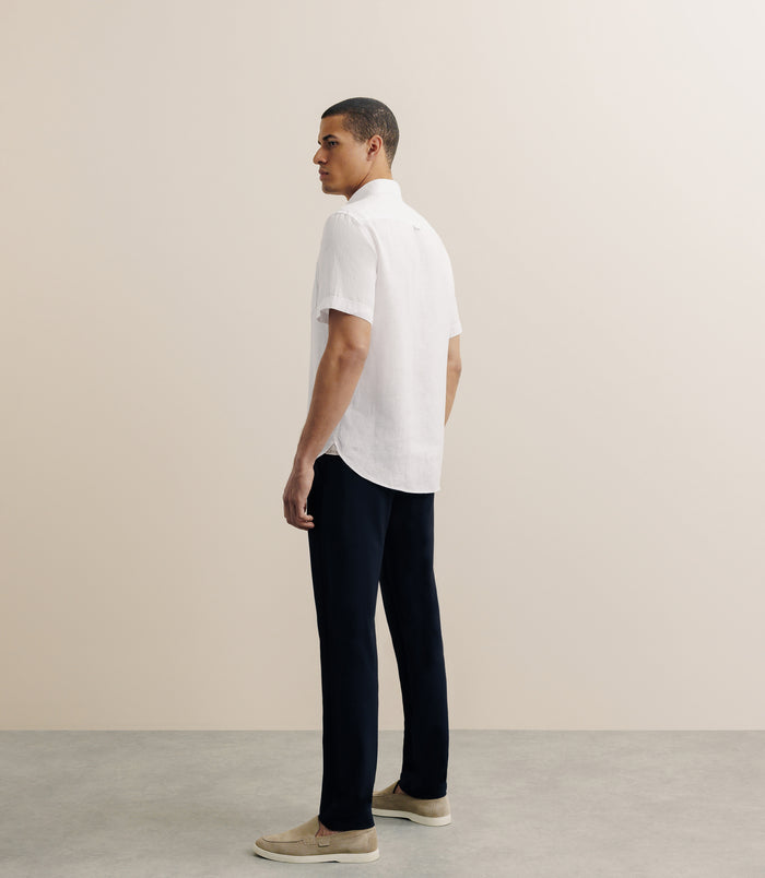 Izac Chemise Manches Courtes 100% Lin Blanc