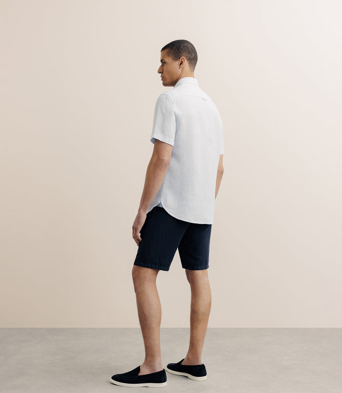 Izac Chemise Manches Courtes 100% Lin Ciel