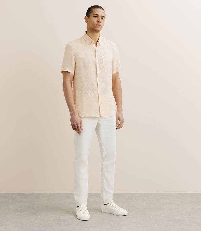 Izac Chemise Manches Courtes 100% Lin Orange
