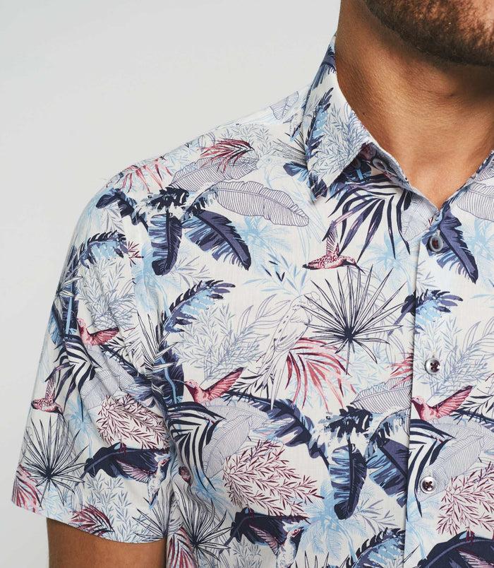 Izac Chemise Manches Courtes Blanche Et Bleue "King"
