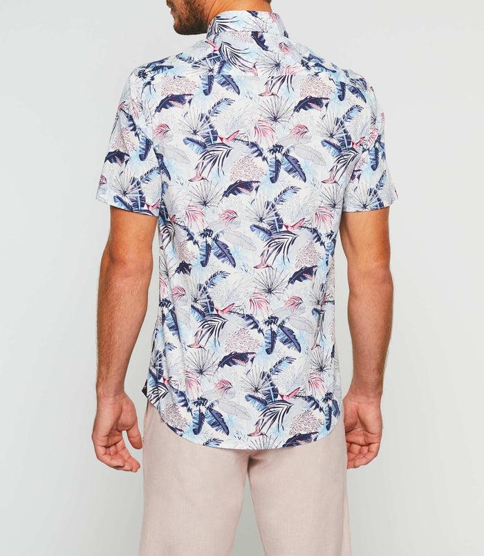 Izac Chemise Manches Courtes Blanche Et Bleue "King"